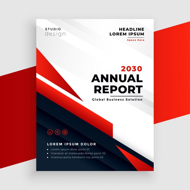 Red annual report or business flyer template design