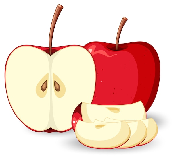 Free vector red apple cartoon isolated