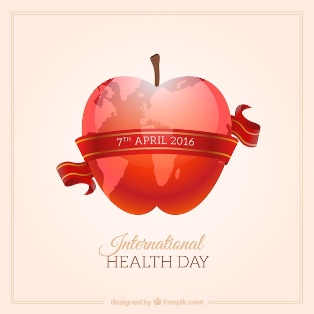 Red apple International Health Day background