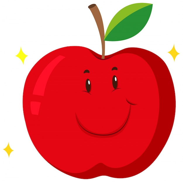 Red apple with happy face