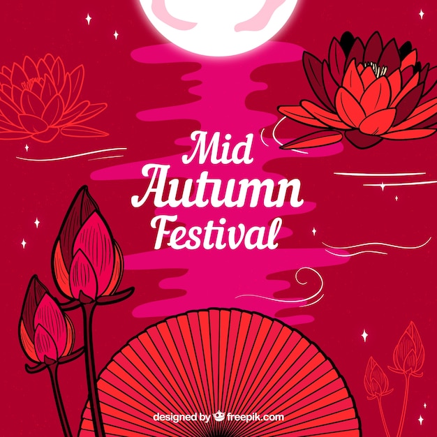 Free Vector red background, mid autumn festival