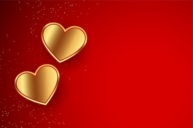 Free Vector red background with golden hearts for valentines day