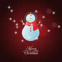 Free vector red background with lights and snowman