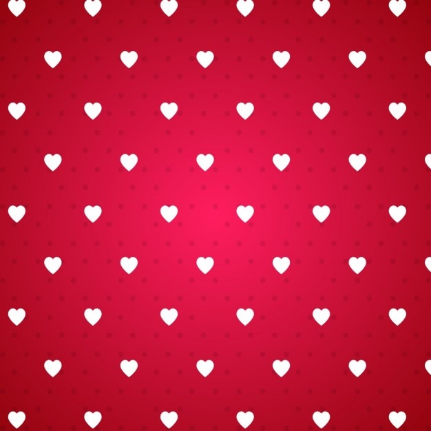 Red background with a pattern of white hearts