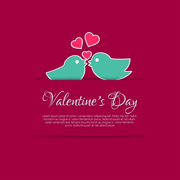 Free Vector red background with two birds in love