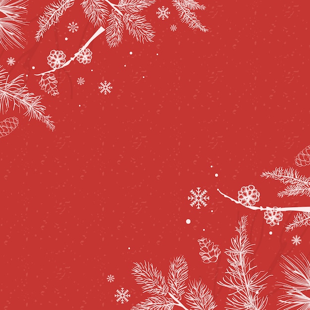 Red background with winter decoration vector