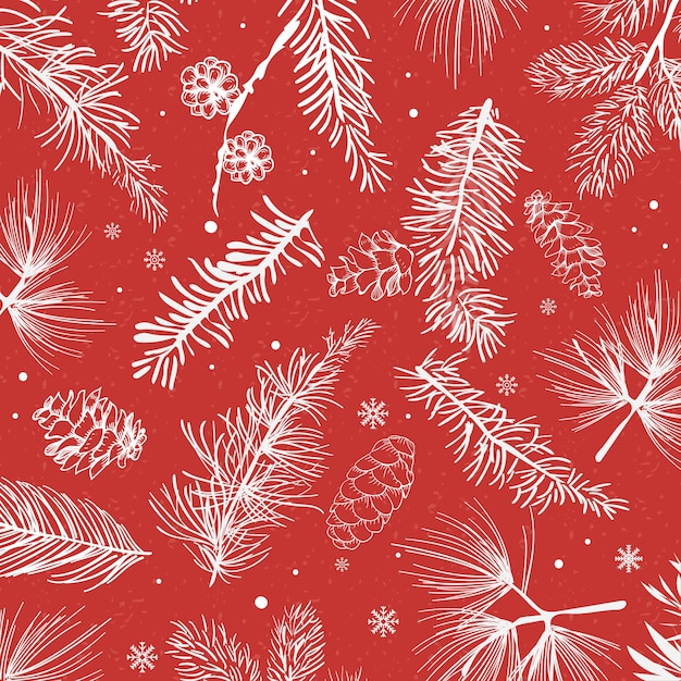 Red background with winter decoration