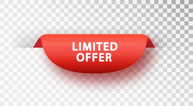 Red banner limited offer. Vector red label isolated on transparent background.