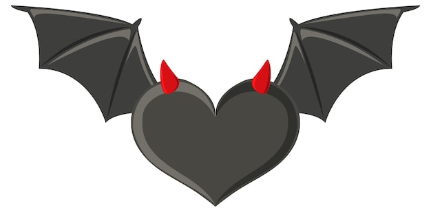 Red bat with heart shape on white background