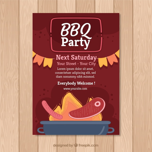 Free Vector red bbq invitation template