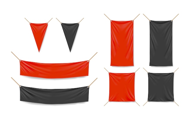 Free vector red and black banners and triangle pennants