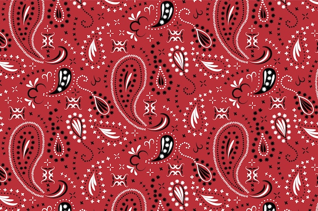 Red and black paisley bandana pattern