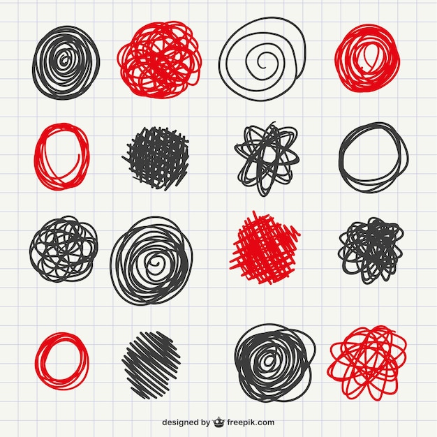 Free Vector red and black scribbles collection