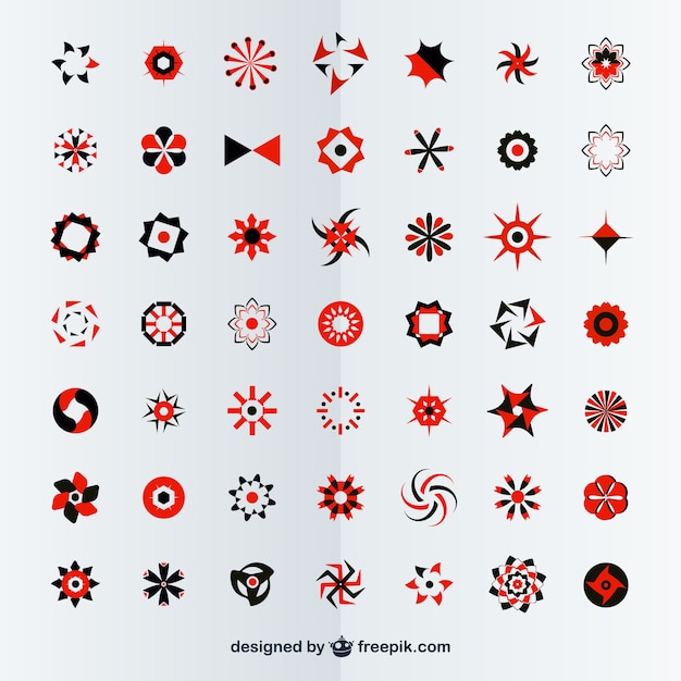 Free vector red and black sun logos