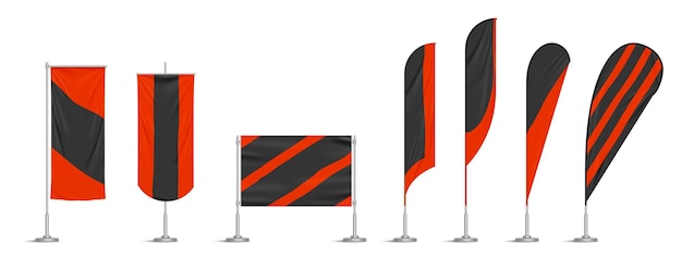 Free vector red and black vinyl flags and banners on pole