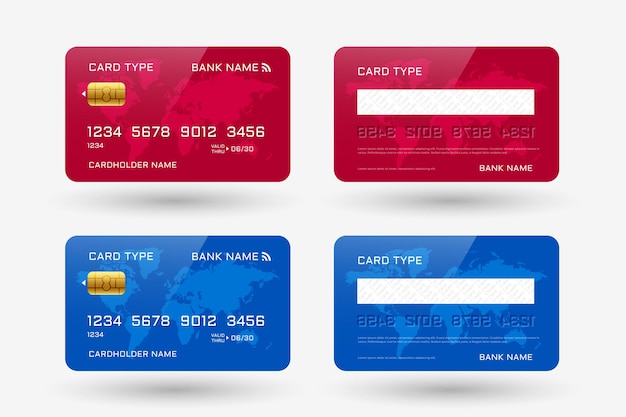 Free vector red and blue credit card template