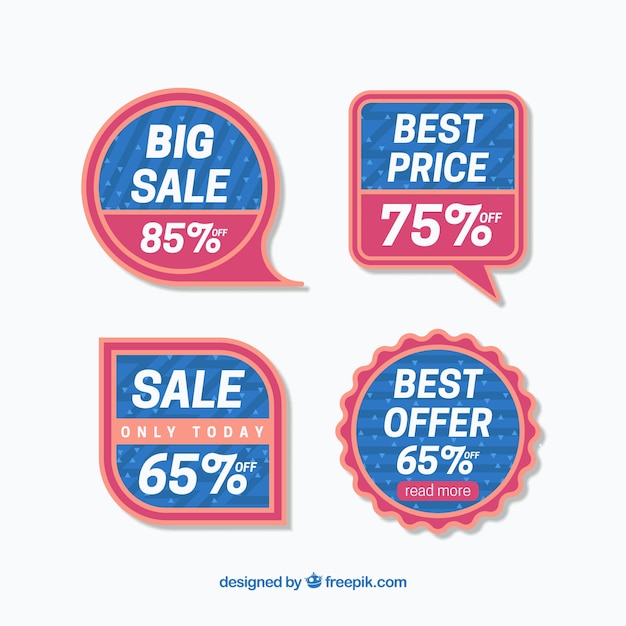 Red and blue sale sticker templates