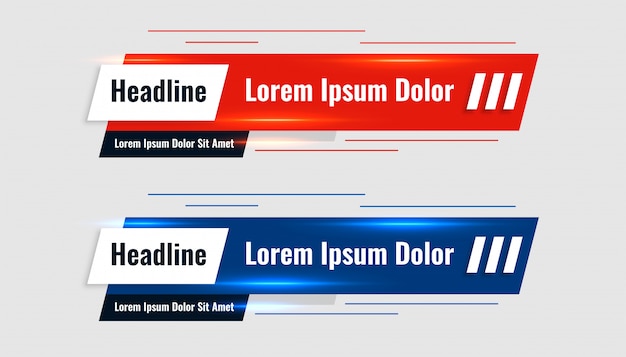 Red and blue shiny lower third template banner