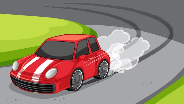 Free Vector a red car drive on the road scene