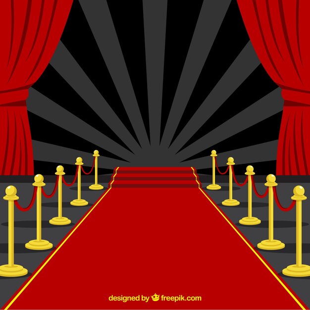 Red carpet background in flat style