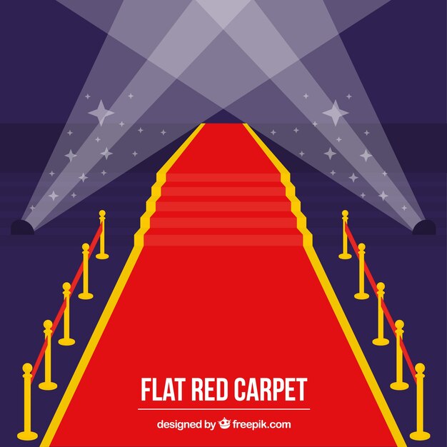 Red carpet background in flat style