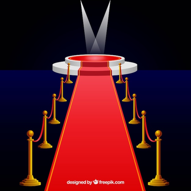 Free Vector red carpet background in flat style