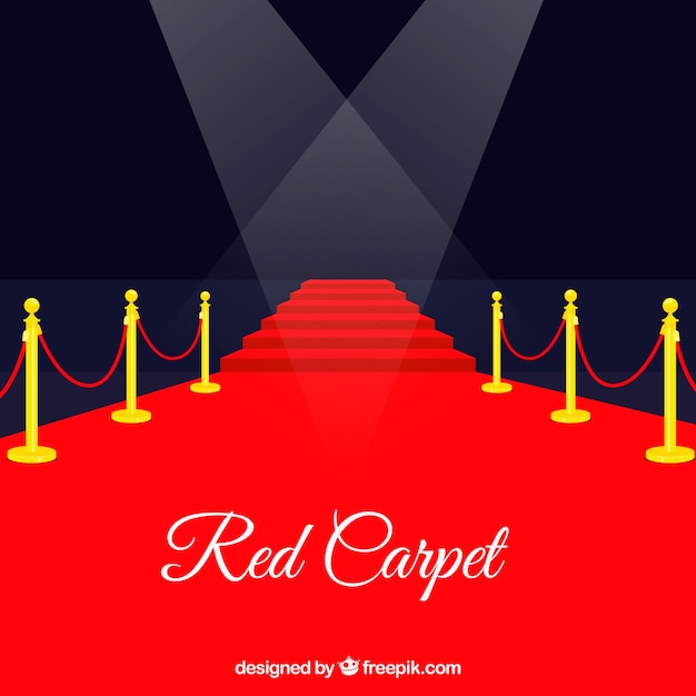 Free Vector red carpet background in flat style