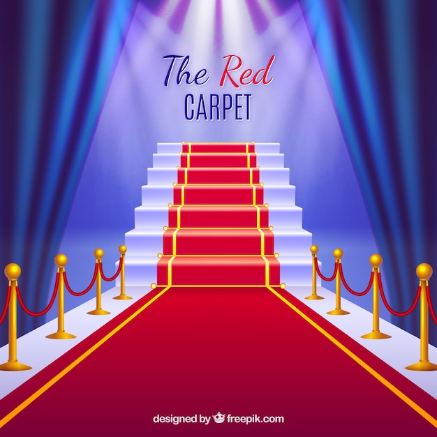 Red carpet background in realistic style