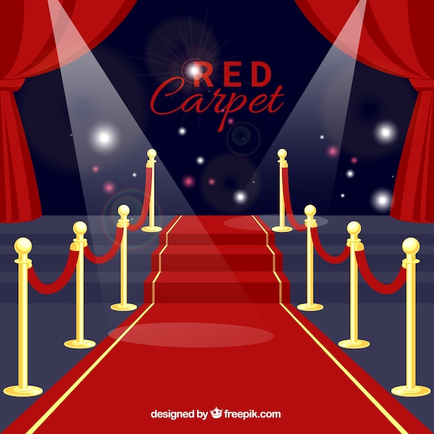 Free Vector red carpet ceremony background in flat style