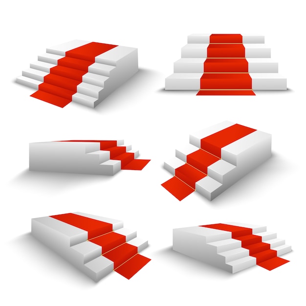 Free Vector red carpet stairs 3d set