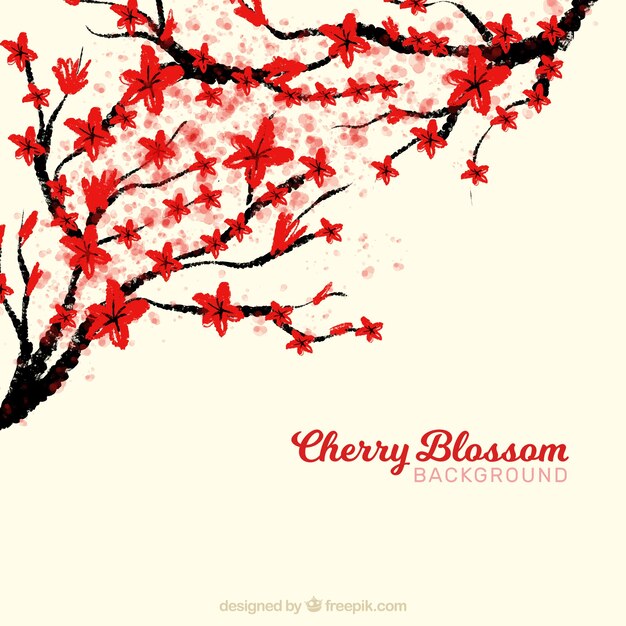 Red cherry blossom background design