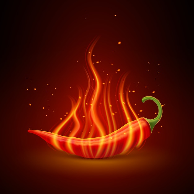 Red Chili Pepper Realistic Single Object 