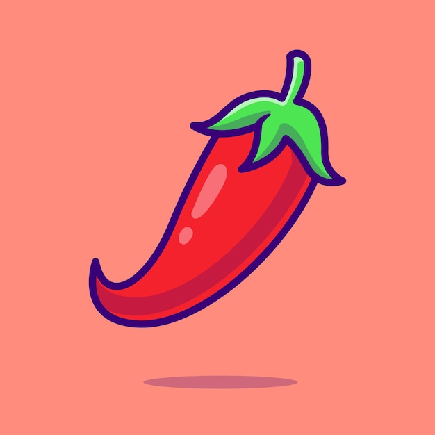 Red Chili Pepper Vegetable Cartoon Vector Icon Illustration Food Nature Icon Concept Isolated Flat