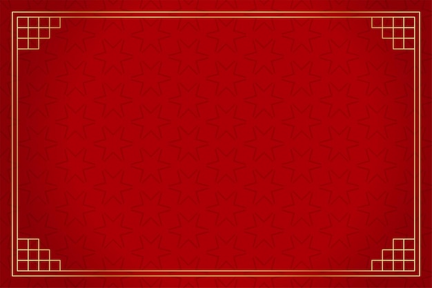 Red chinese pattern background with golden frame