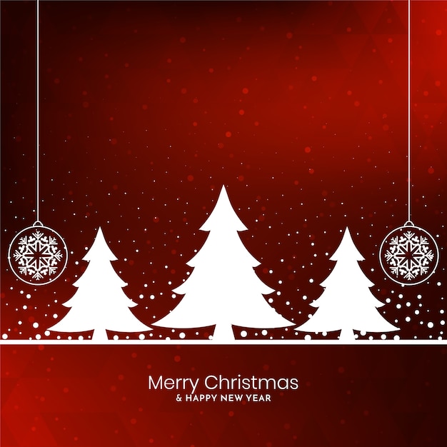 Red color Merry Christmas festival background with tree 