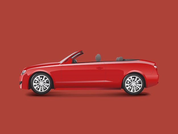 Red convertible in a red background vector