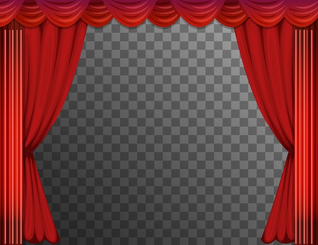 Red curtains with transparent background