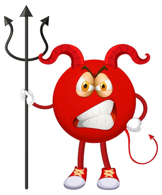 Free Vector a red devil cartoon character with facial expression