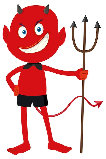 A red devil cartoon character with facial expression