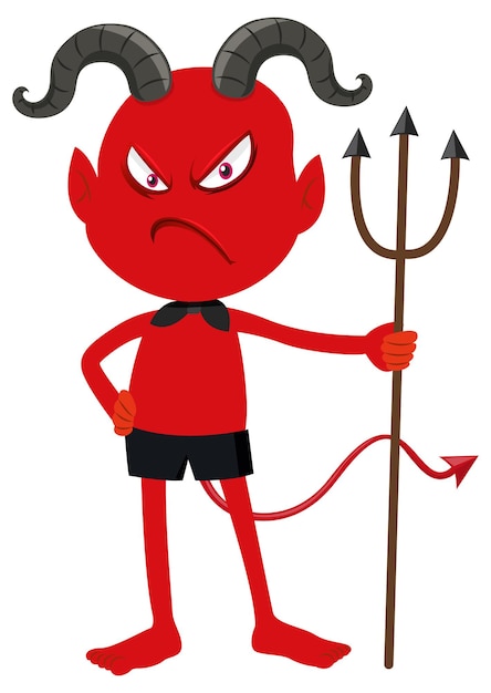 Free Vector a red devil cartoon character with facial expression