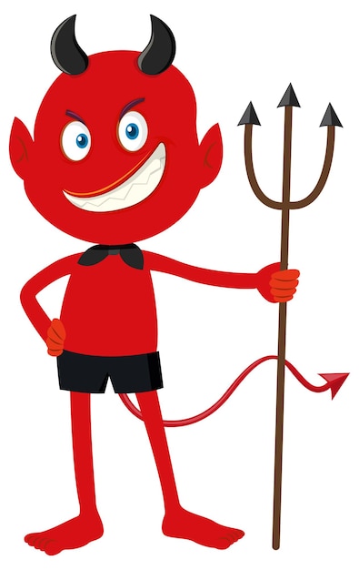 A red devil cartoon character with facial expression