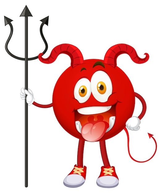 A red devil cartoon character with facial expression