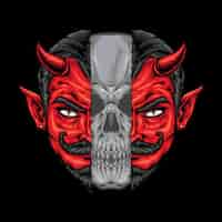 Free vector red devil with skull vector