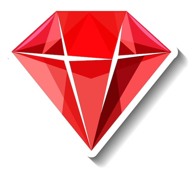 Red diamond sticker isolated