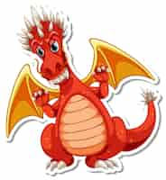 Free vector red dragon cartoon character sticker