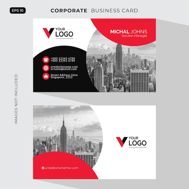 Red elegant corporate card Free Vector