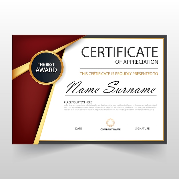 Red elegant horizontal diploma