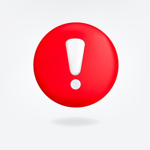 Red exclamation mark symbol and attention or caution sign icon on alert danger problem.