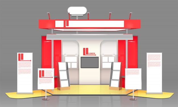 Free vector red exhibit display case design