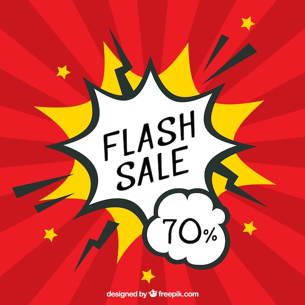 Red flash sale background in comic style